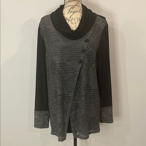 Michael Tyler cowl neck tunic top with overlay XL